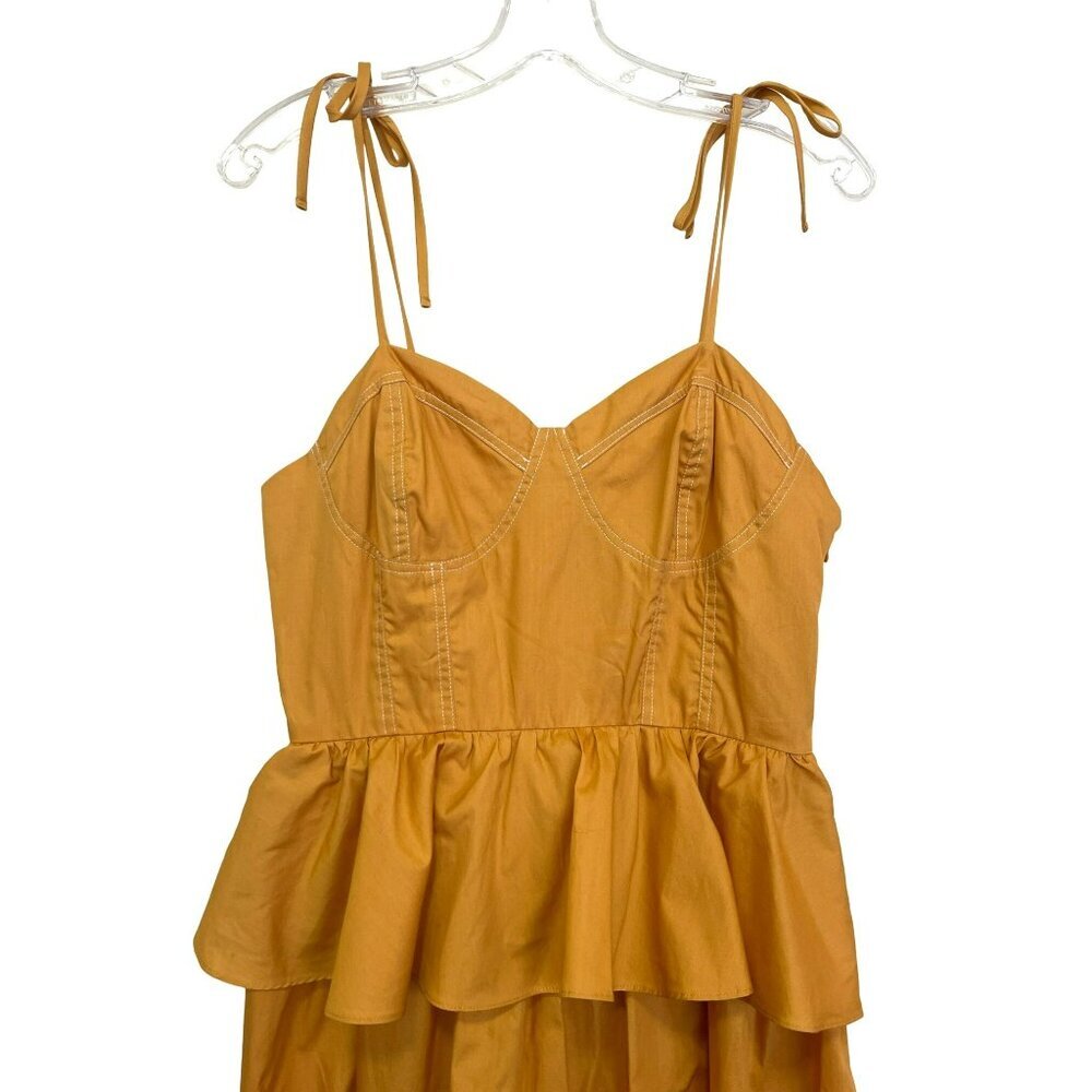 MISA Rosie Bustier Peplum-Waist Poplin Maxi Dress Large NEW - Picture 7 of 11